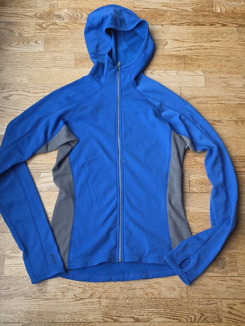 (M) MEC Women’s Blue & Gray Full‑Zip Hoodie Baselayer Soft Cozy Gorocore Outdoor